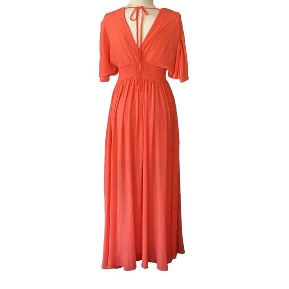 Flying Tomato Women’s Small “You Found My Heart” Orange Woven Maxi Dress - Picture 2 of 8